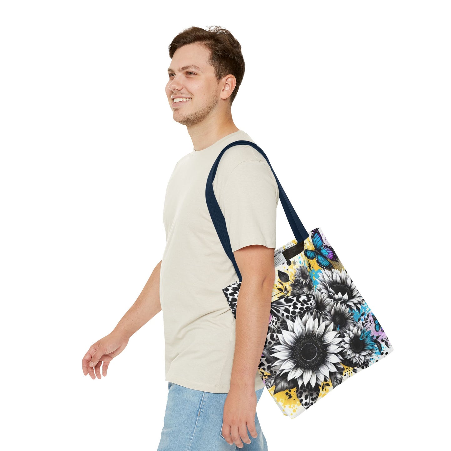 Sunflower & Butterflies Tote Bag — Color Splash Floral All-Over Print