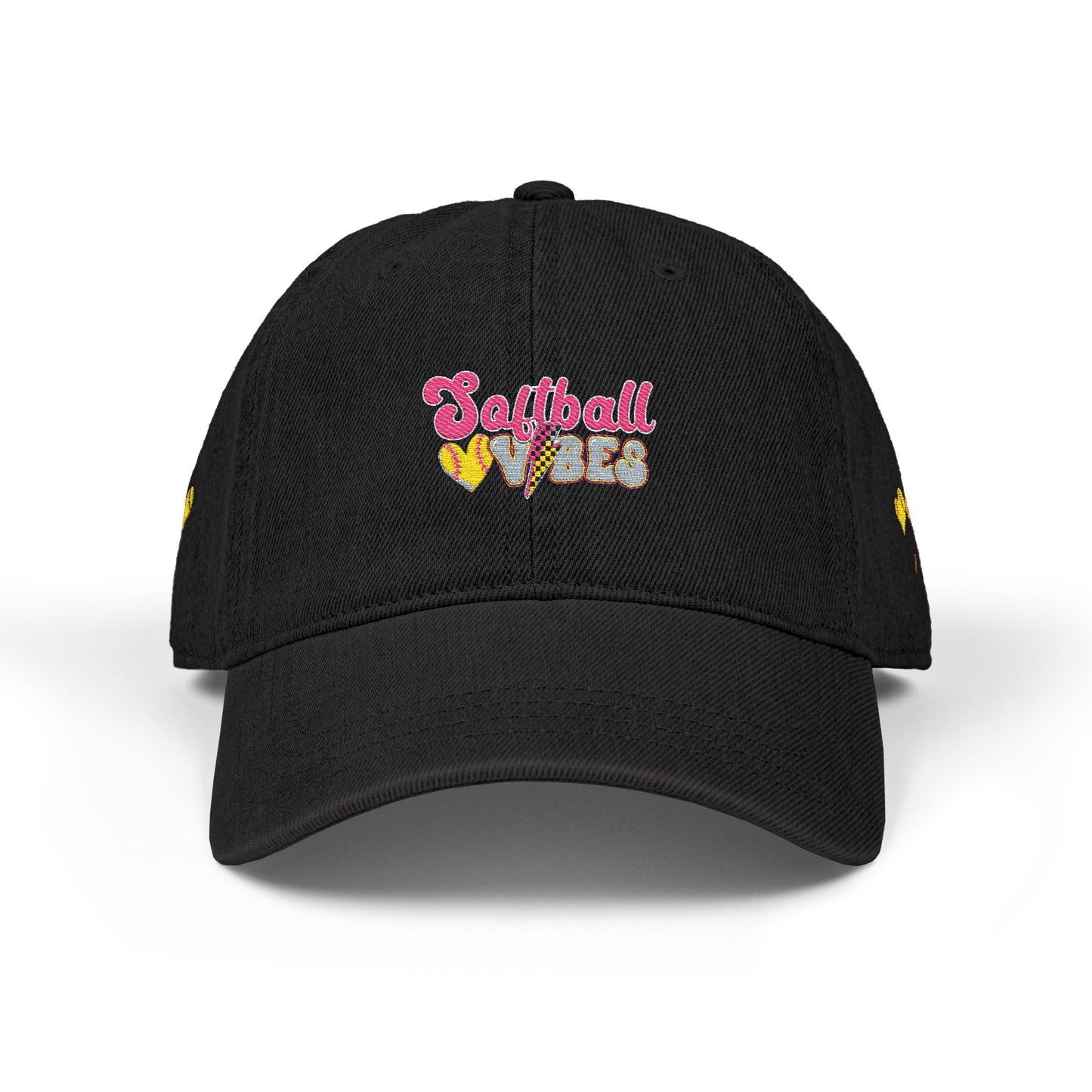 Softball Vibes Embroidered Denim Hat for Sport Lovers