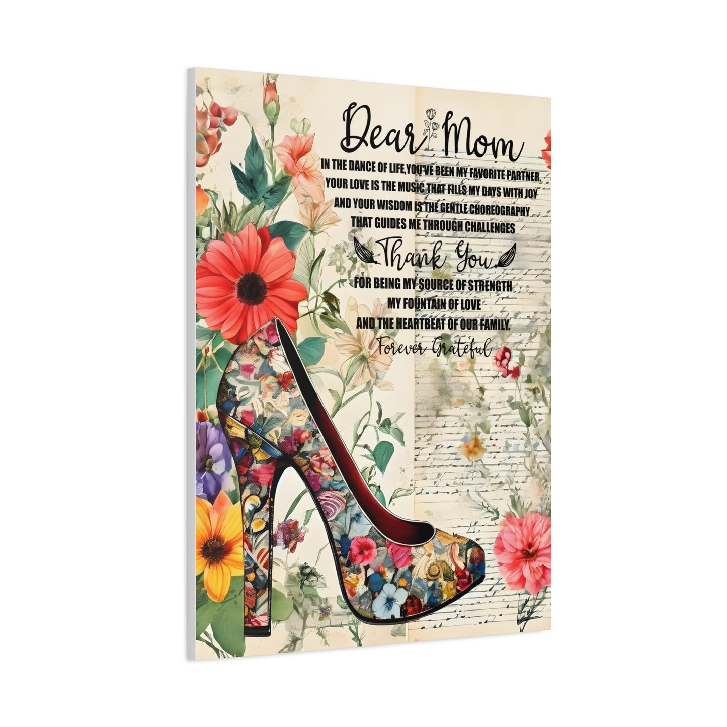 Inspirational Floral Canvas Wall Art for Mom - Perfect Gift for Mother's Day