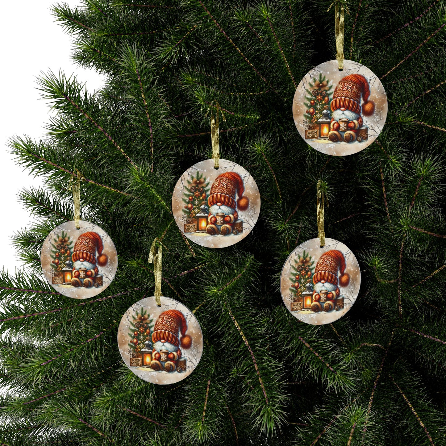Festive Holiday Acrylic Ornaments with Cozy Gnome Design - Perfect for Christmas Decor