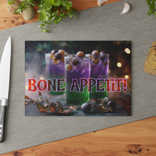 Spooky Bone Appétit Glass Cutting Board