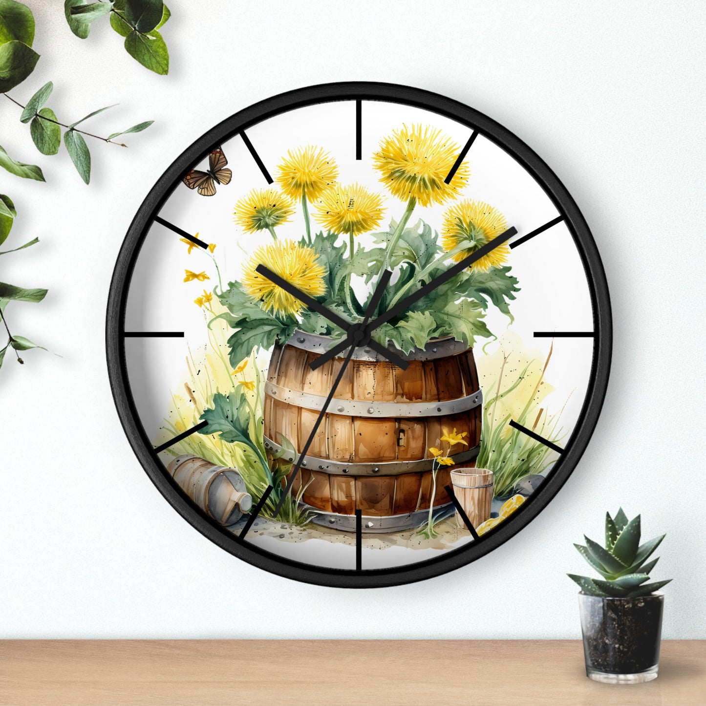 Sunflower Barrel Wall Clock - Farmhouse Country Decor Gift