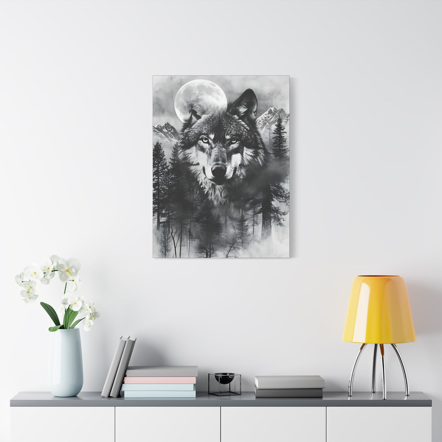 Majestic Wolf Canvas Wall Art - Black and White Wilderness Decor