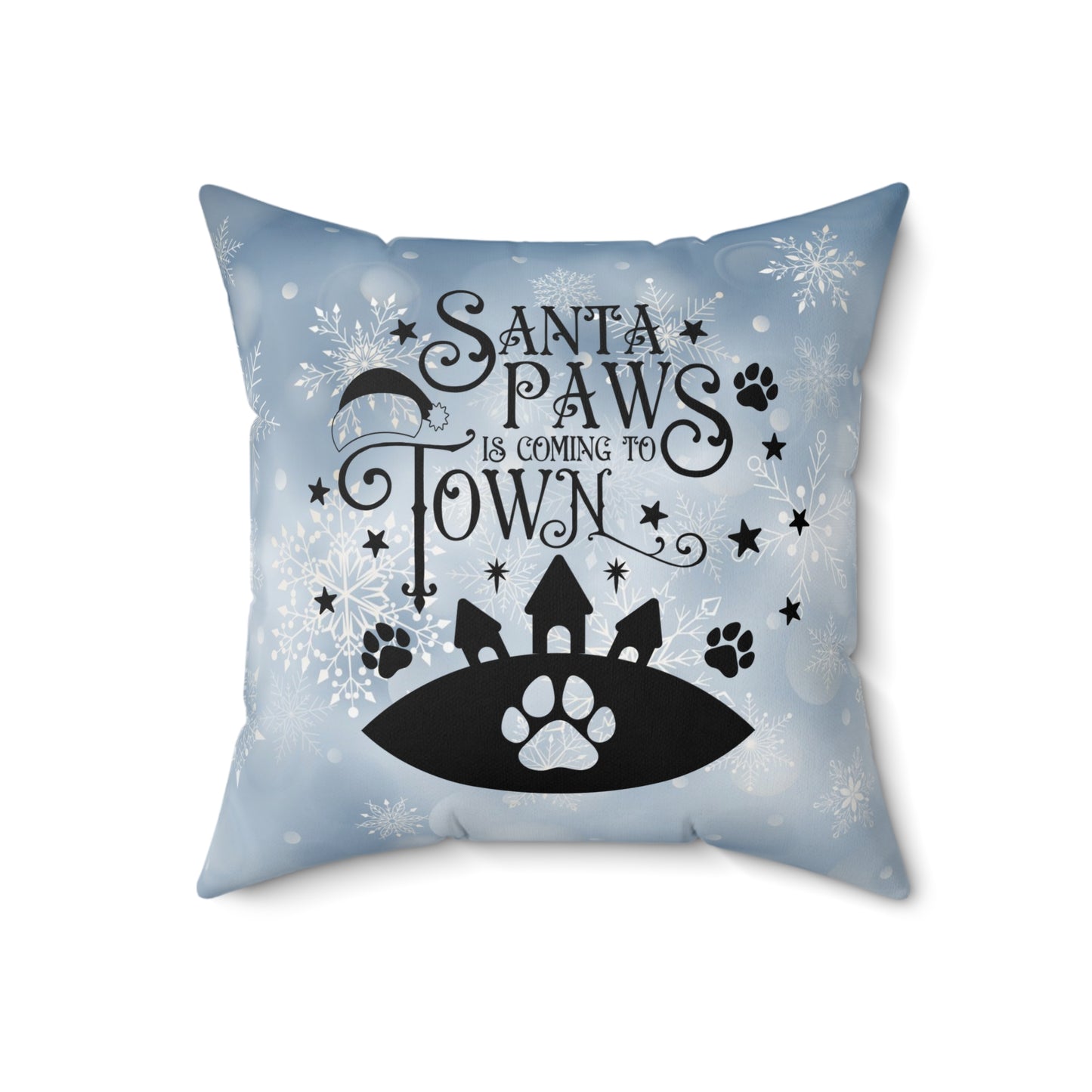 Pet Christmas Theme Spun Polyester Square Pillow, Pet Christmas Quote, Pet Dog Lover's Holiday Decor for Home or Office, Pet Holiday Accent