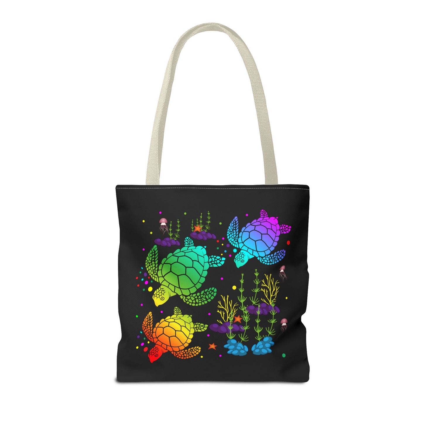 Rainbow Turtle Tote Bag - Eco-Friendly Reusable Shopper, Beach Bag, Gift for Ocean Lovers, Summer Fun, Art Tote
