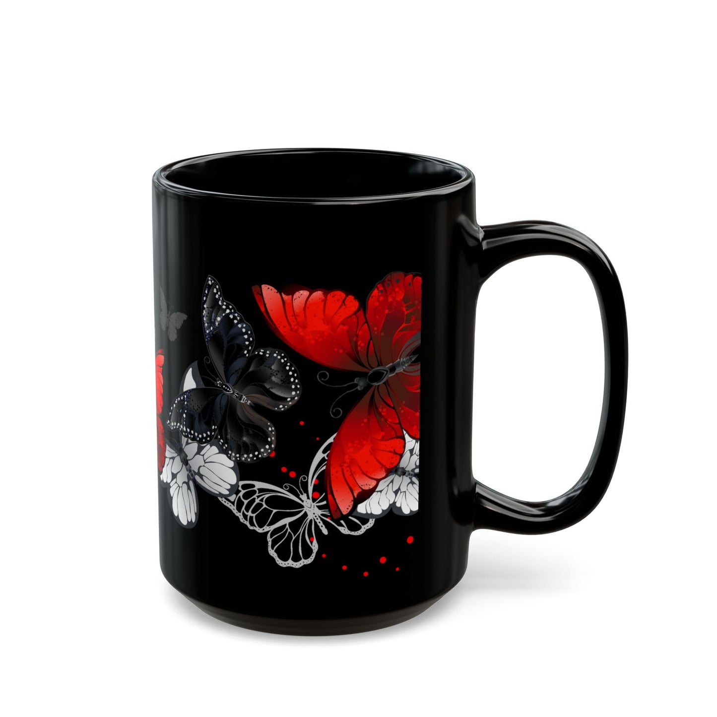 Elegant Butterfly Black Mug - 11oz & 15oz | Perfect Gift for Mothers, Nature Lovers