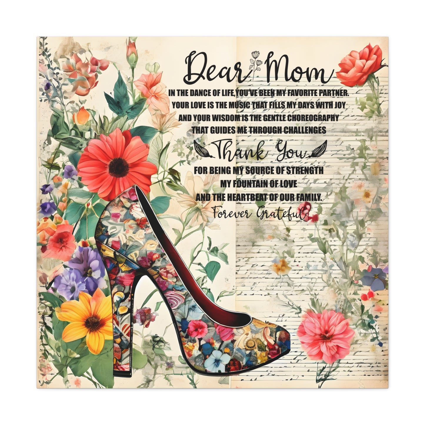Inspirational Floral Canvas Wall Art for Mom - Perfect Gift for Mother's Day