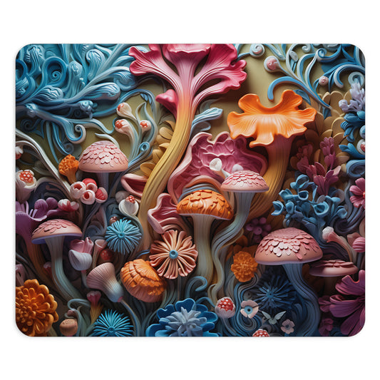 Colorful Floral 3D Desk Mouse Pad - Vibrant Mushroom Design for Home & Office