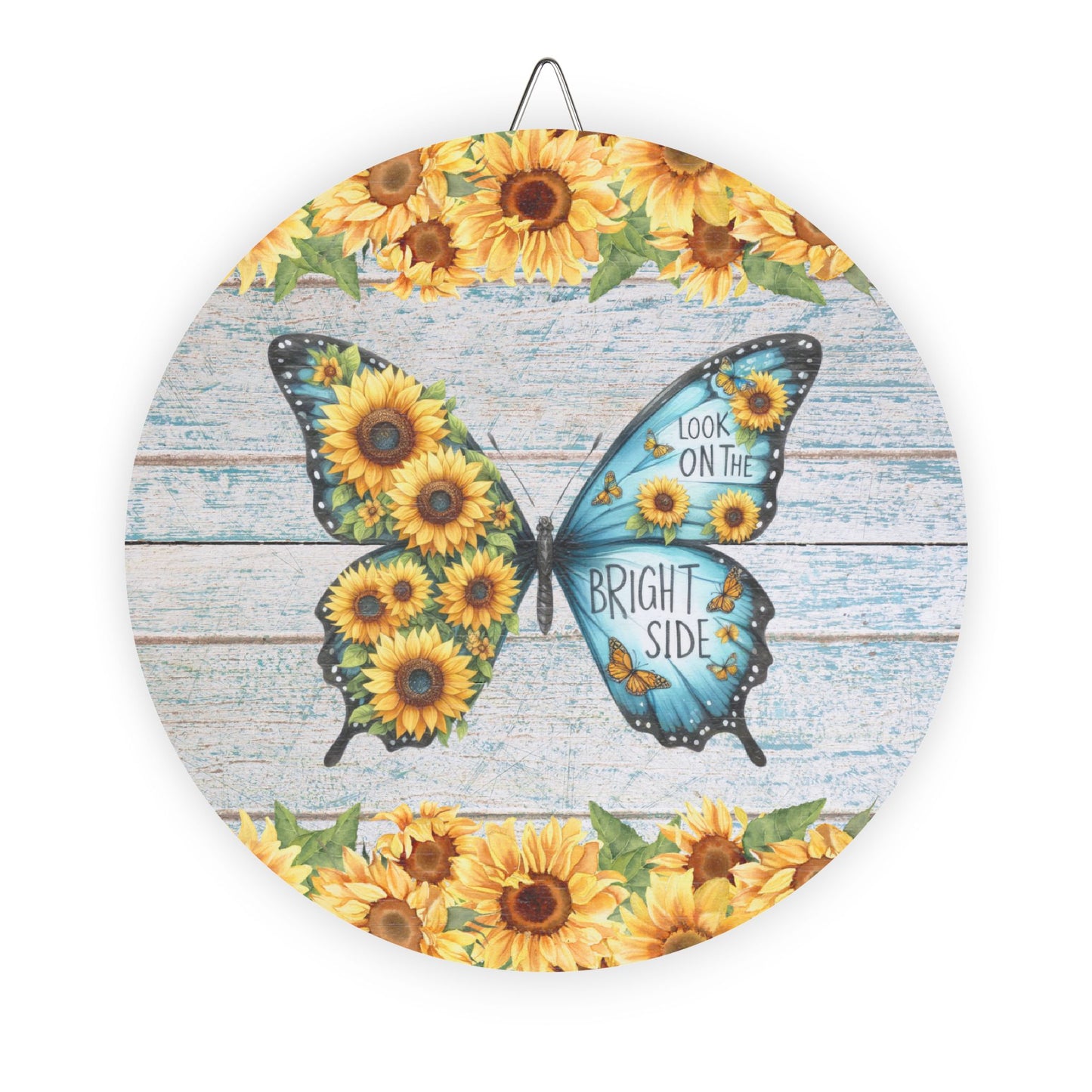 Rustic Charm Butterfly With Sunflowers Wood Signs - "Look On The Bright Side"