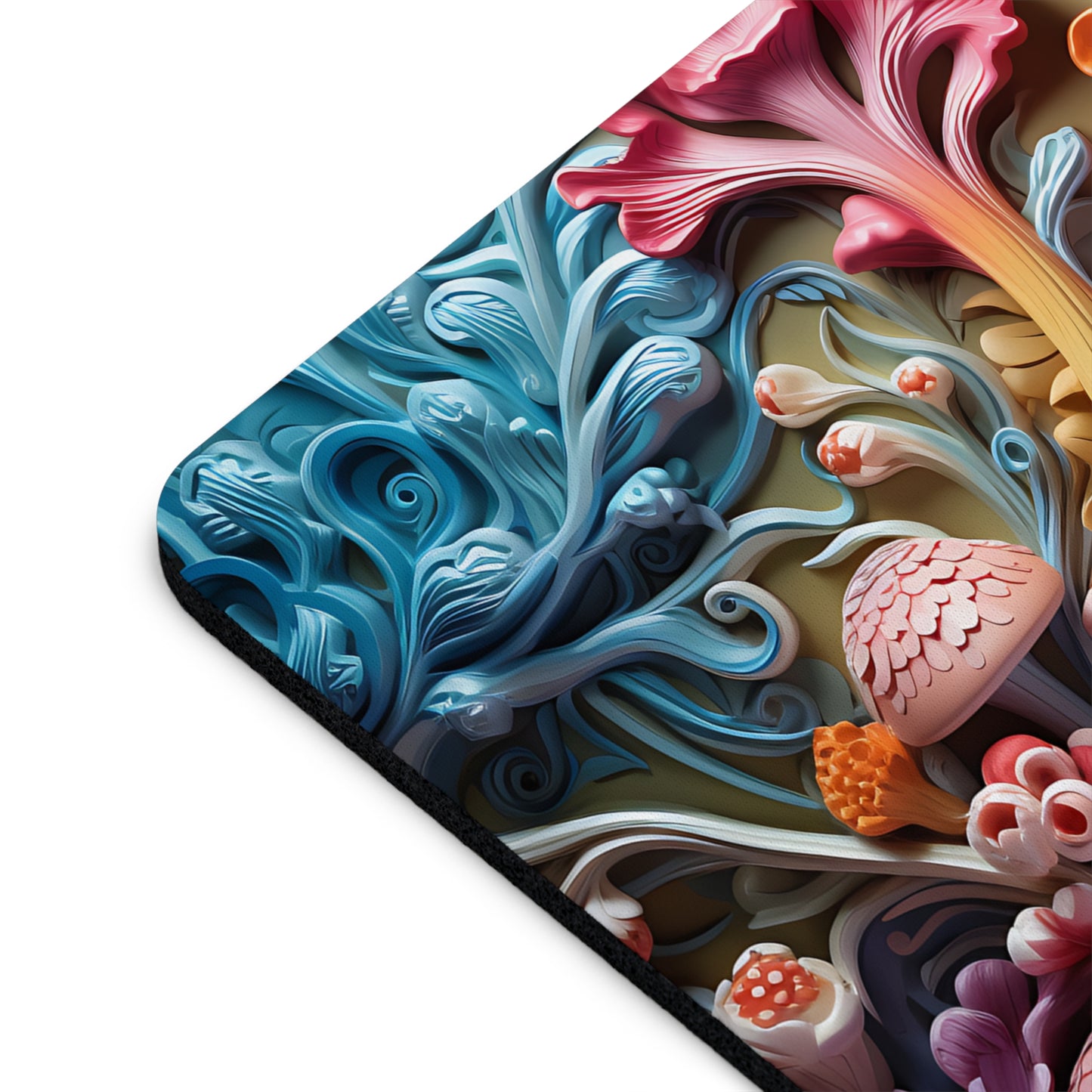 Colorful Floral 3D Desk Mouse Pad - Vibrant Mushroom Design for Home & Office
