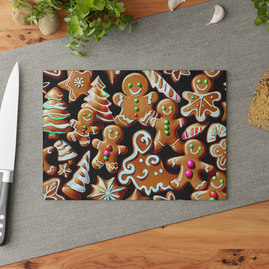 Gingerbread Holiday Glass Cutting Board