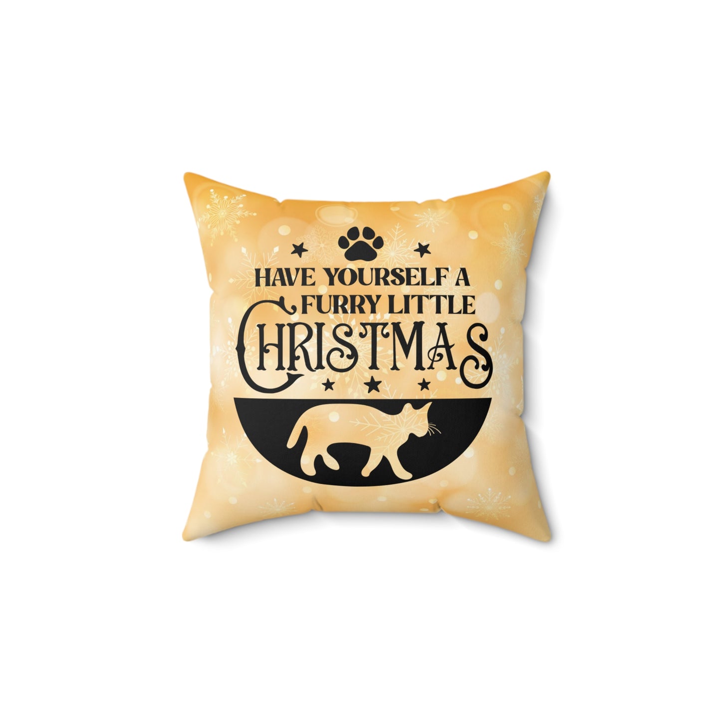 Pet Cat Christmas Theme Spun Polyester Square Pillow, Animal Lovers, CatLover's Christmas Decor, Christmas Quote Cat Accent for Home or Office