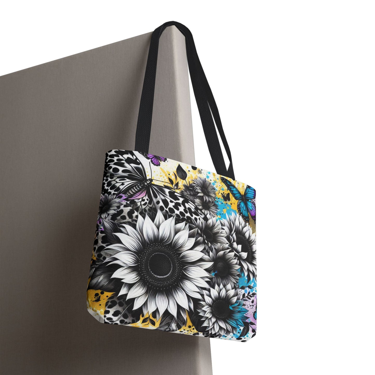Sunflower & Butterflies Tote Bag — Color Splash Floral All-Over Print