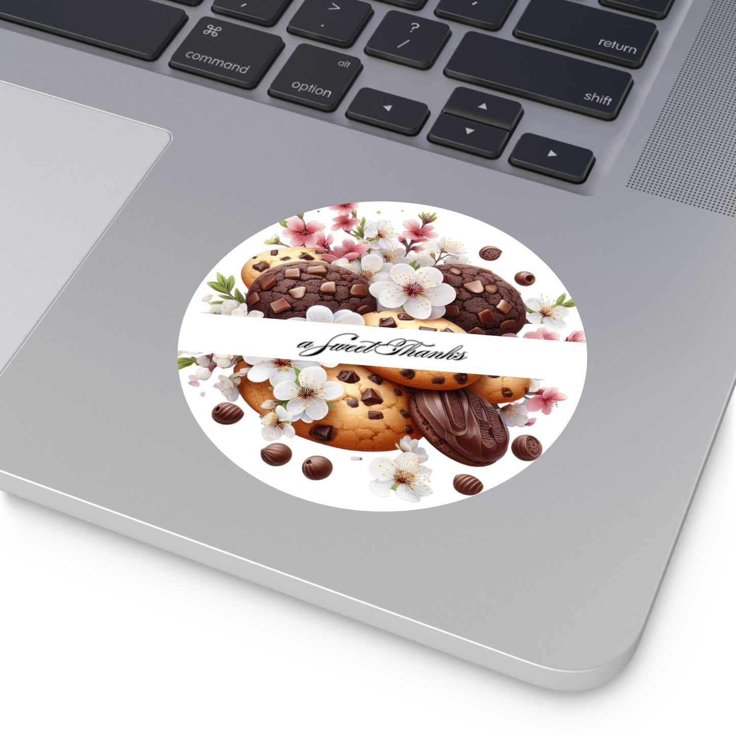 Sweet Thanks Cookie Stickers, Floral Round Vinyl Stickers for Gifts, Party Favors, Scrapbooking, Wedding Decor