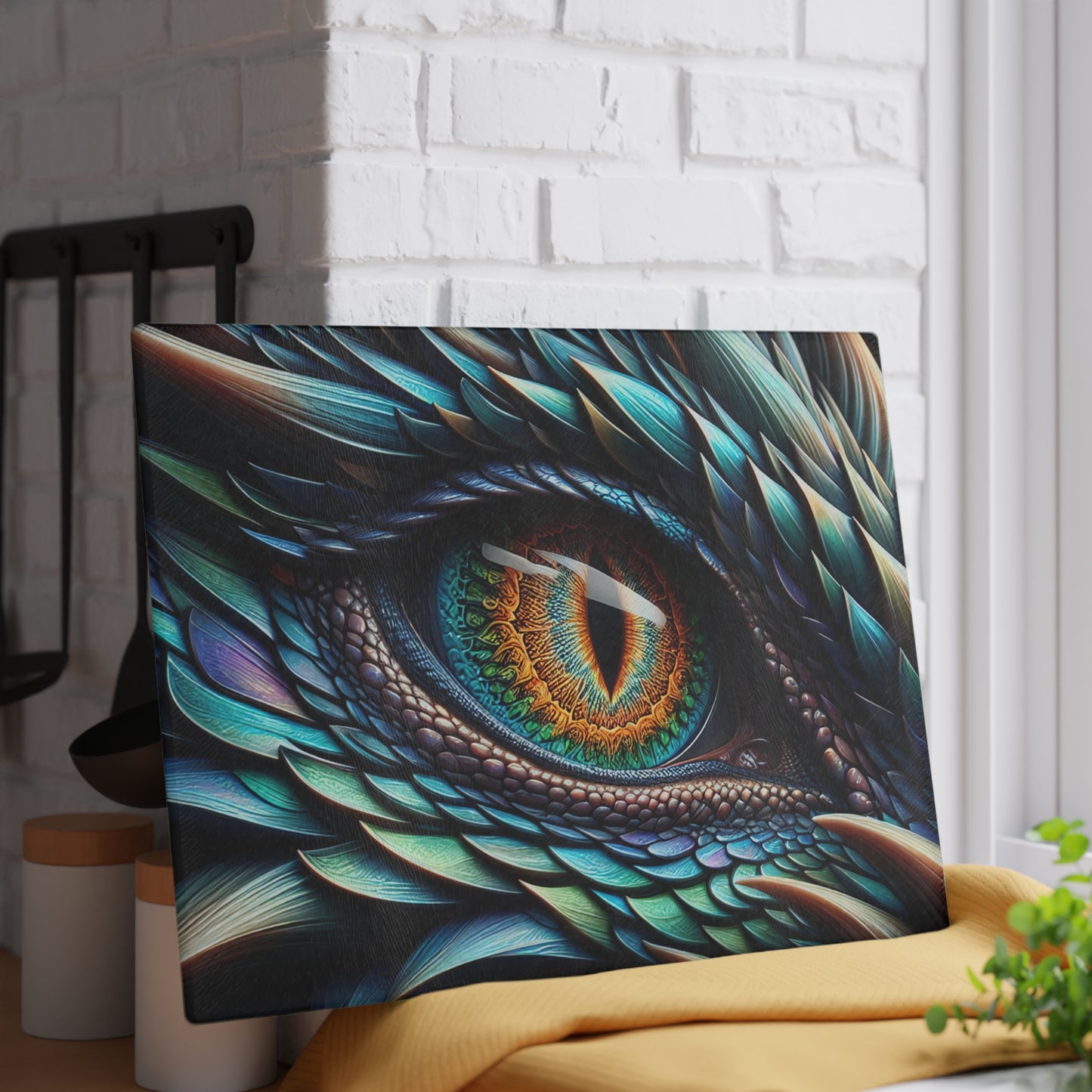 Vibrant Dragon Eye Glass Cutting Board - Perfect for Cooking Enthusiasts & Fantasy Lovers