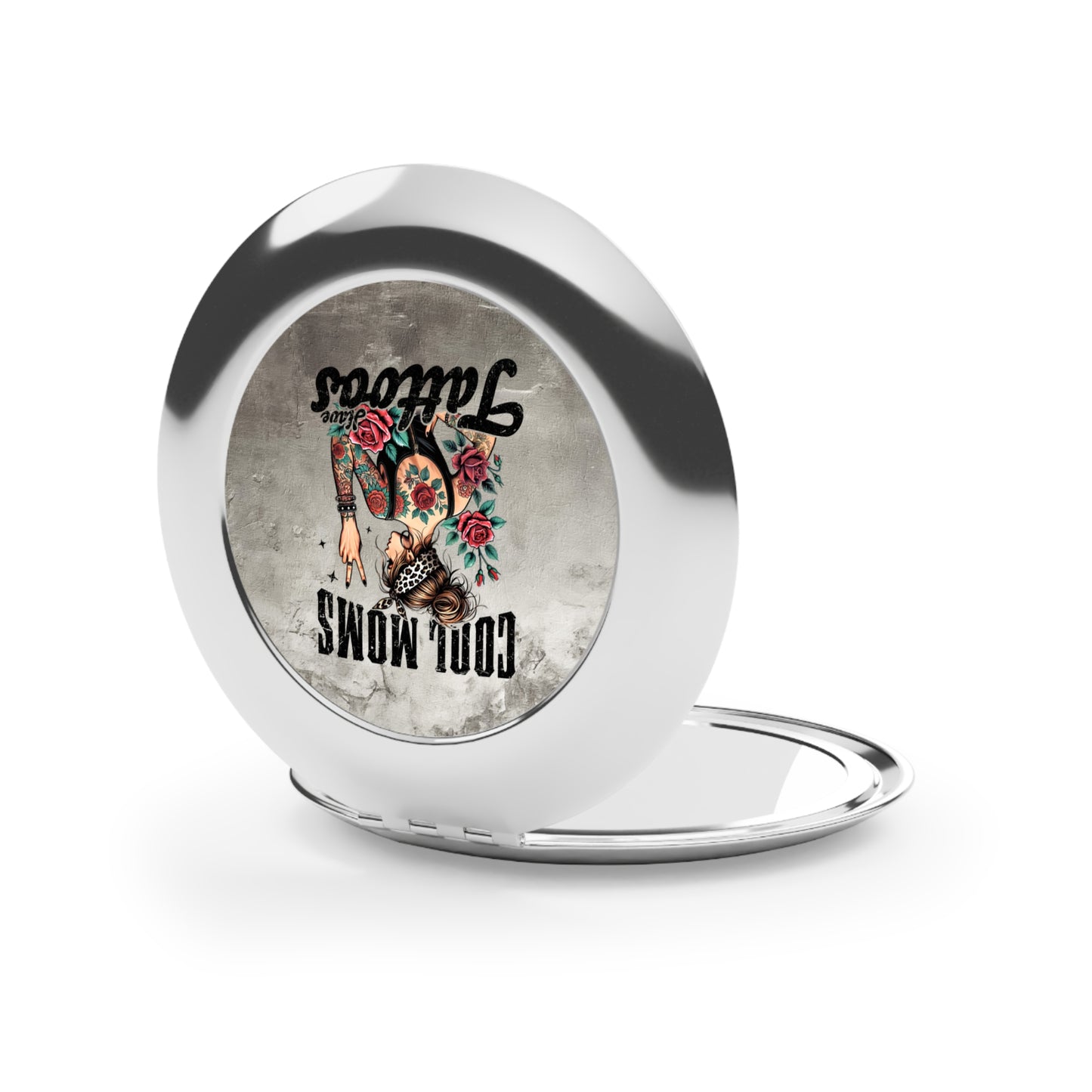 Cool Moms Tattoos Compact Travel Mirror – Perfect for On-the-Go Beauty!