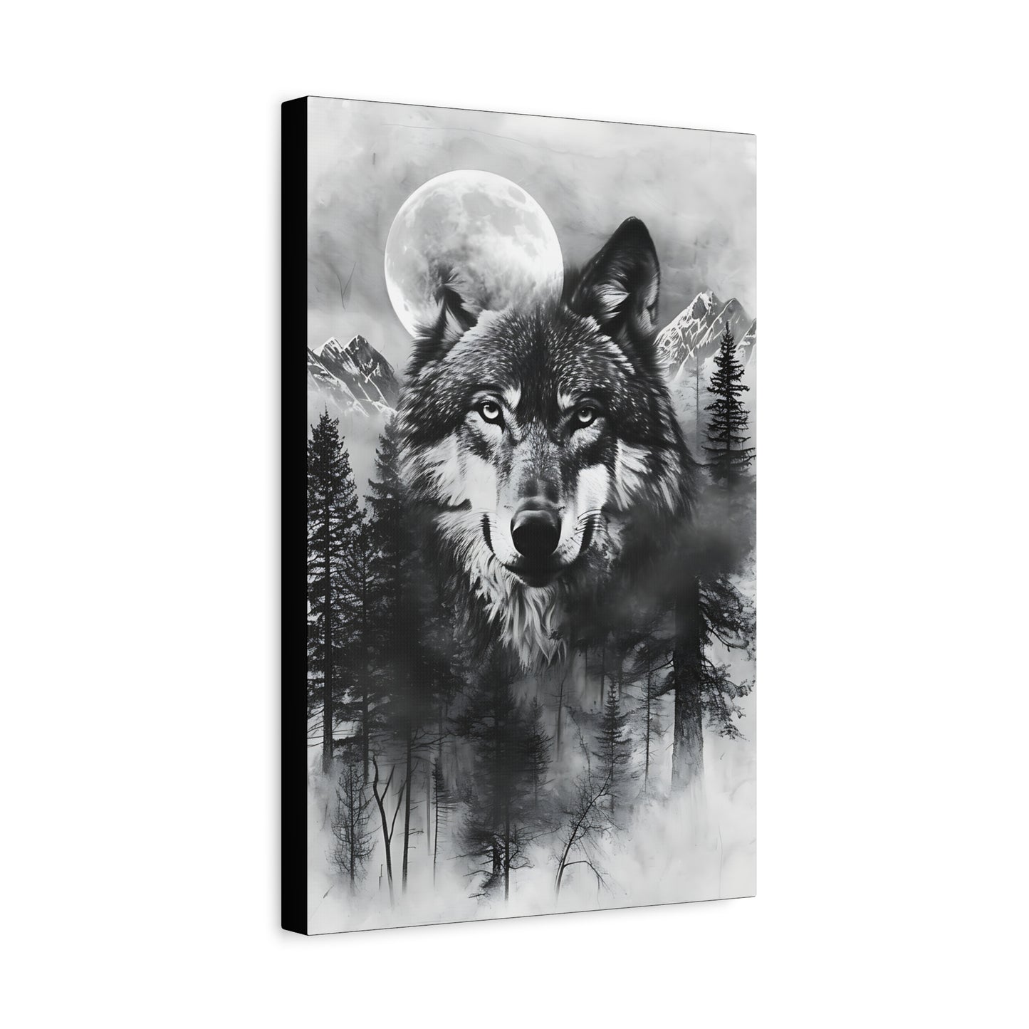Majestic Wolf Canvas Wall Art - Black and White Wilderness Decor