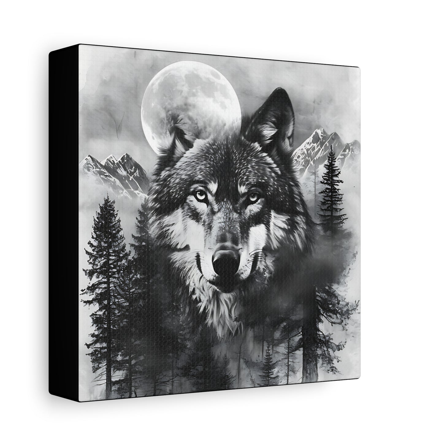 Majestic Wolf Canvas Wall Art - Black and White Wilderness Decor