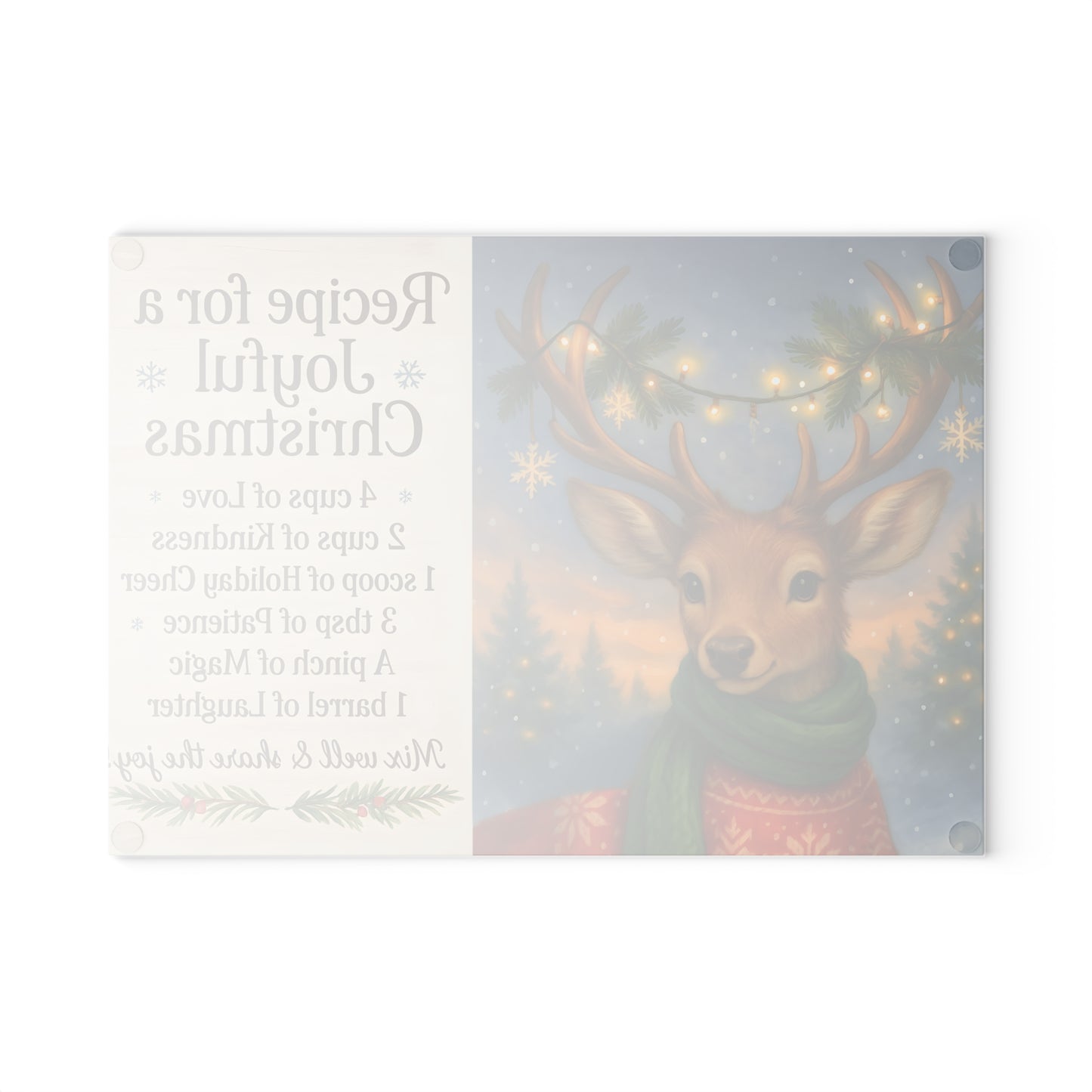 Joyful Christmas Recipe Glass Cutting Board
