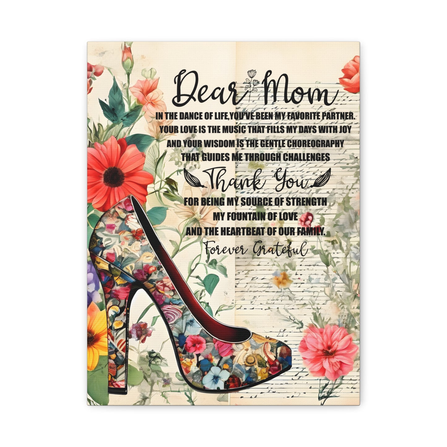 Inspirational Floral Canvas Wall Art for Mom - Perfect Gift for Mother's Day