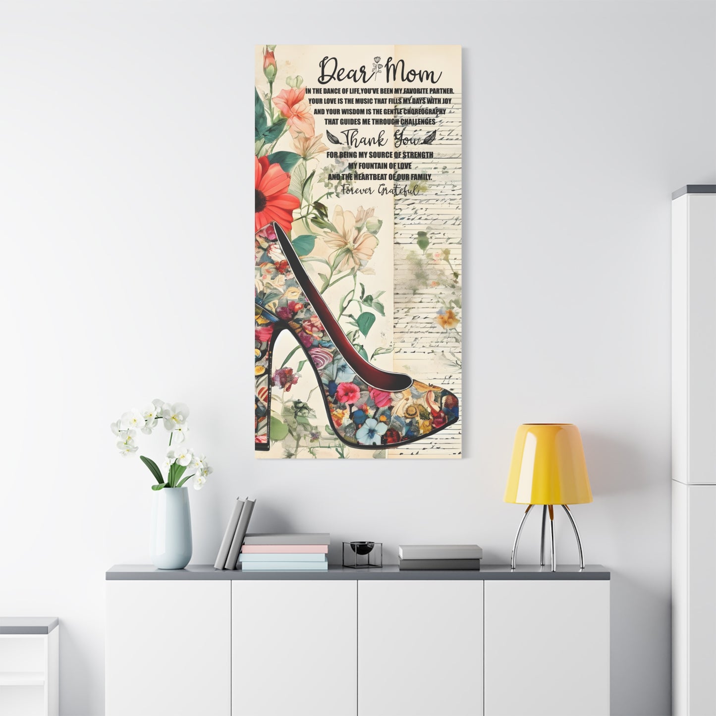 Inspirational Floral Canvas Wall Art for Mom - Perfect Gift for Mother's Day