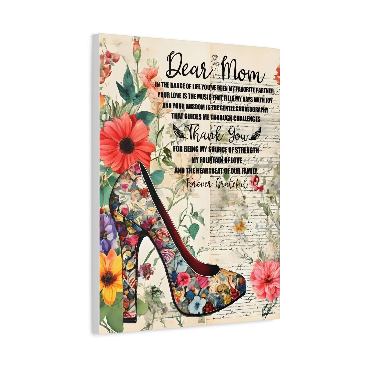 Inspirational Floral Canvas Wall Art for Mom - Perfect Gift for Mother's Day