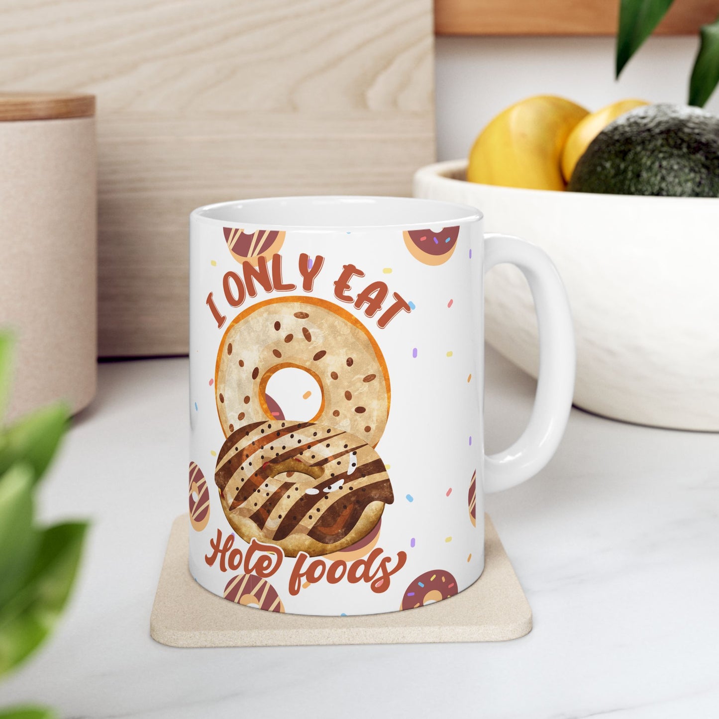 Whimsical Donut Ceramic Mug - Perfect for Coffee Lovers, Gift for Foodies, Birthday Celebration, Kitchen Decor, Funny Beverage Holder