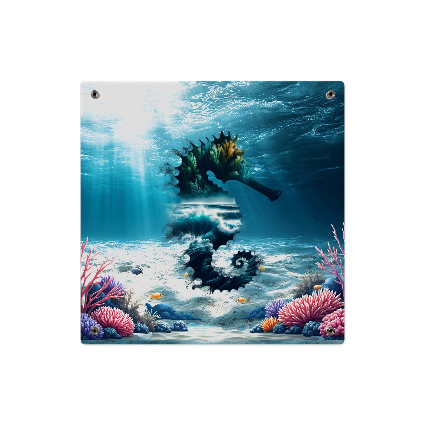 Acrylic Wall Art Panel — Underwater Seahorse Ocean Scene Panel