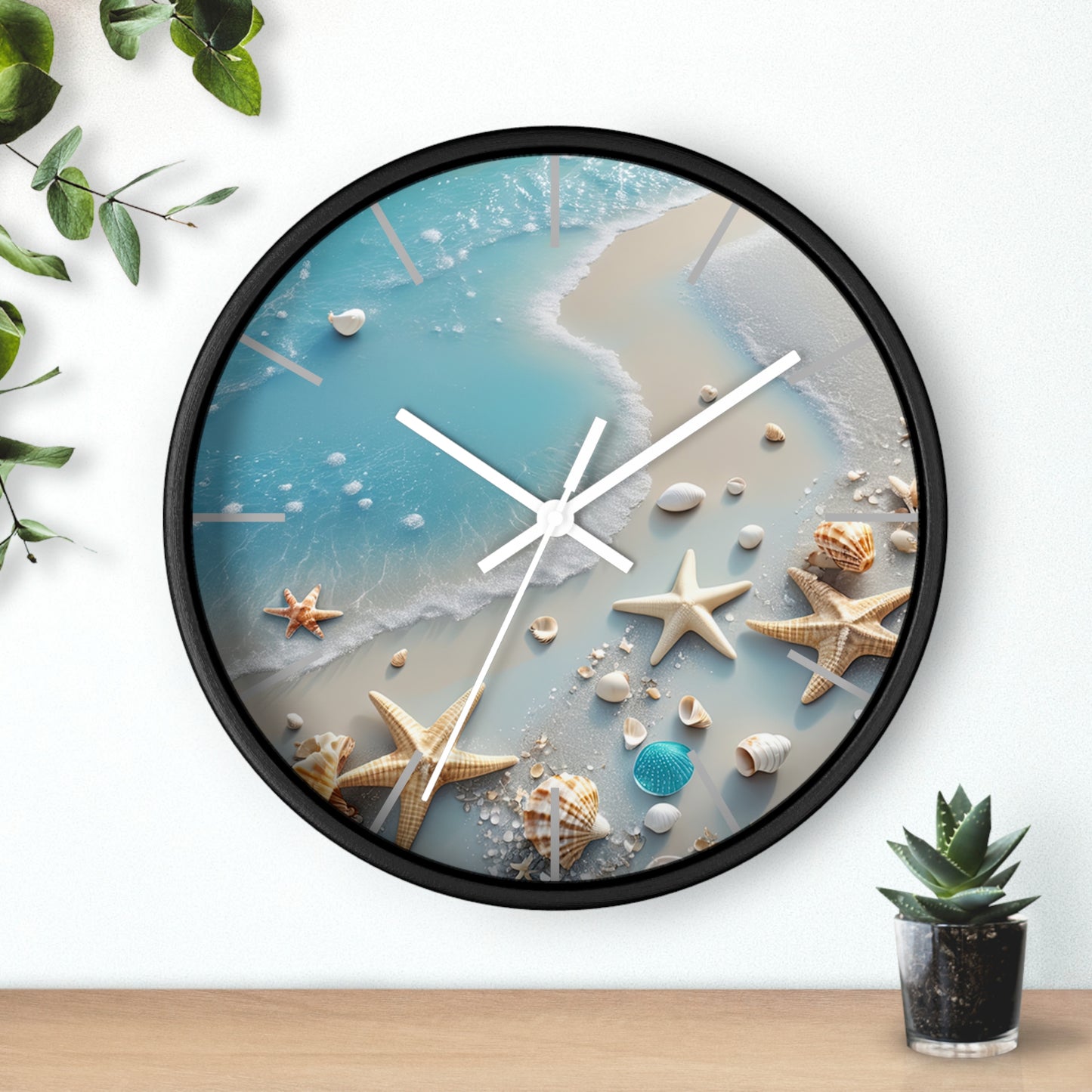 Coastal Serenity Wall Clock - Beach Inspired Home Decor with Seashells