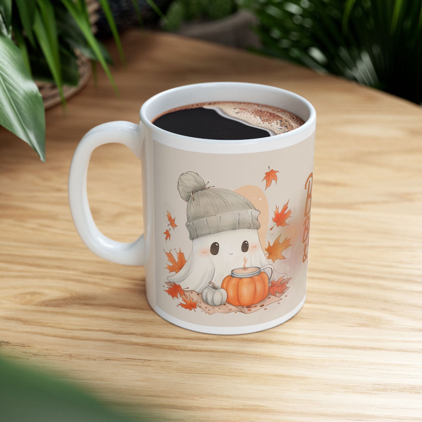Autumn-Themed Ceramic Mug - "Boo Brew & You" - Perfect for Cozy Fall Days, Halloween, Gift for Coffee Lovers, Fall Decor, Seasonal Drinkware