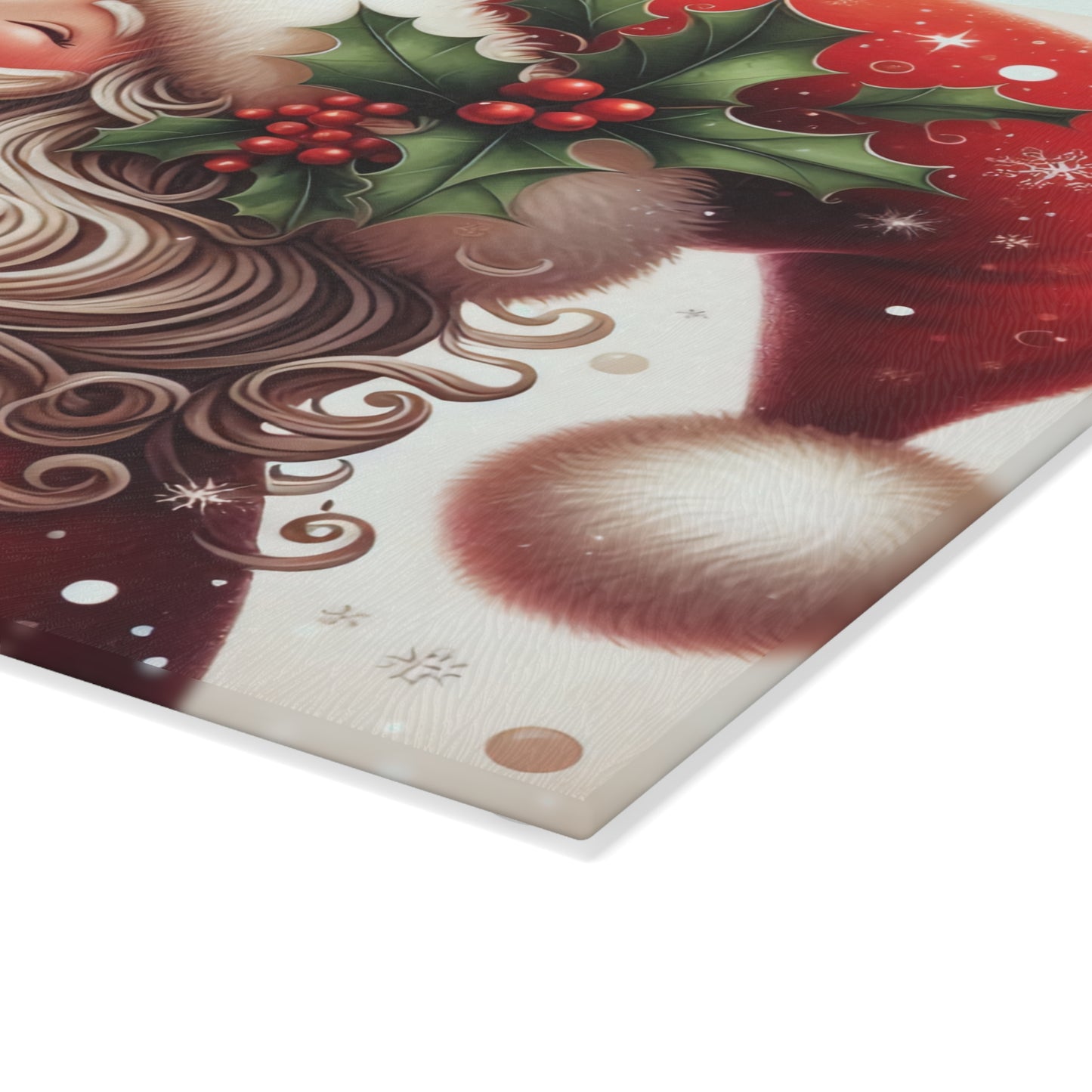 Festive Santa Glass Cutting Board - Believe in the Magic