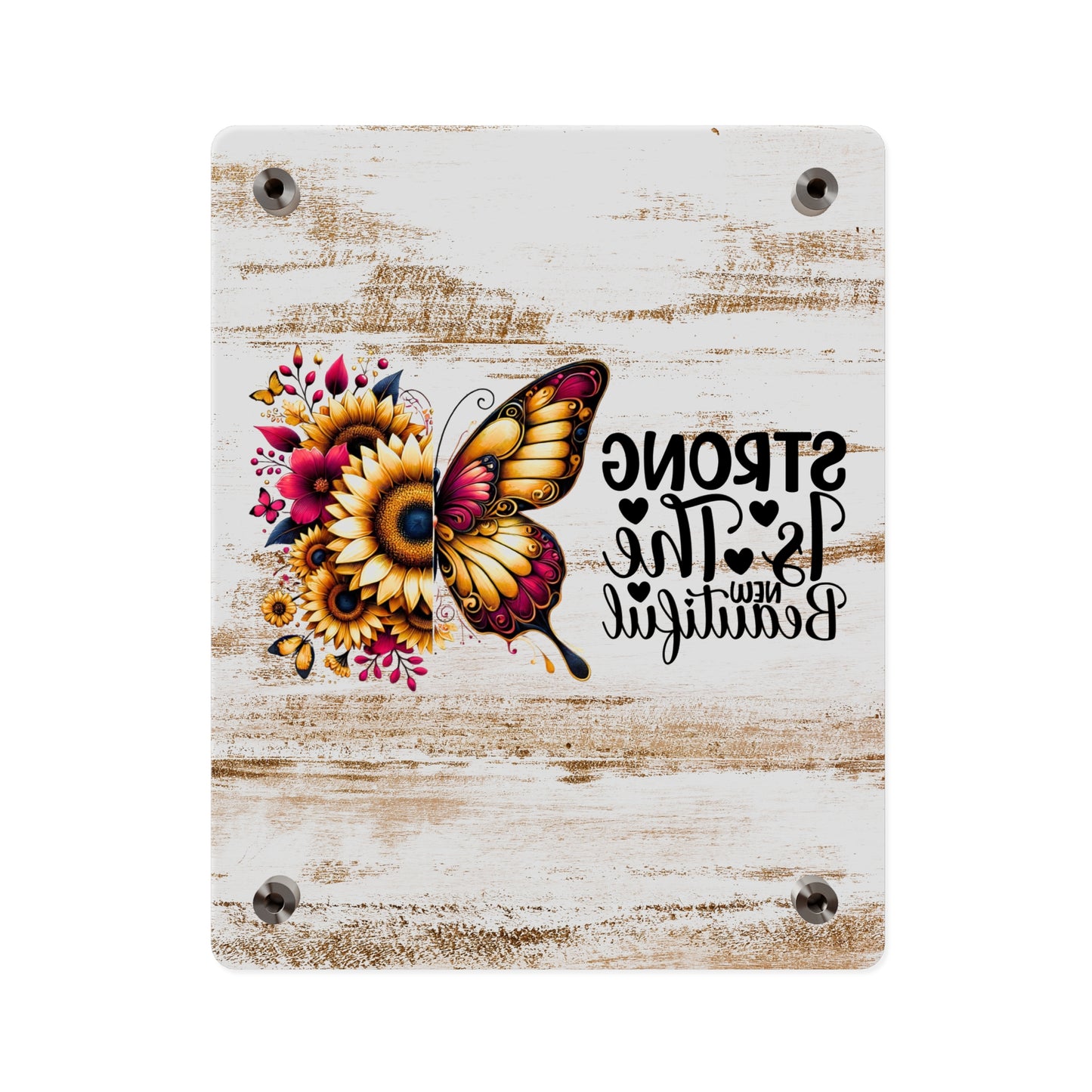 Acrylic Wall Art Panel - Inspirational Quote "Strong is the New Beautiful" Wall Decor