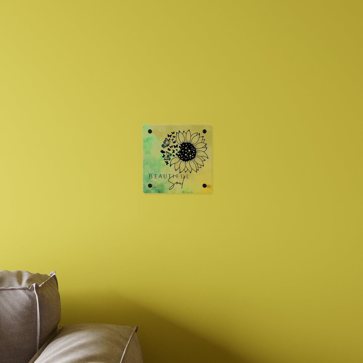 Beautiful Soul Acrylic Wall Art Panel with Sunflower Design