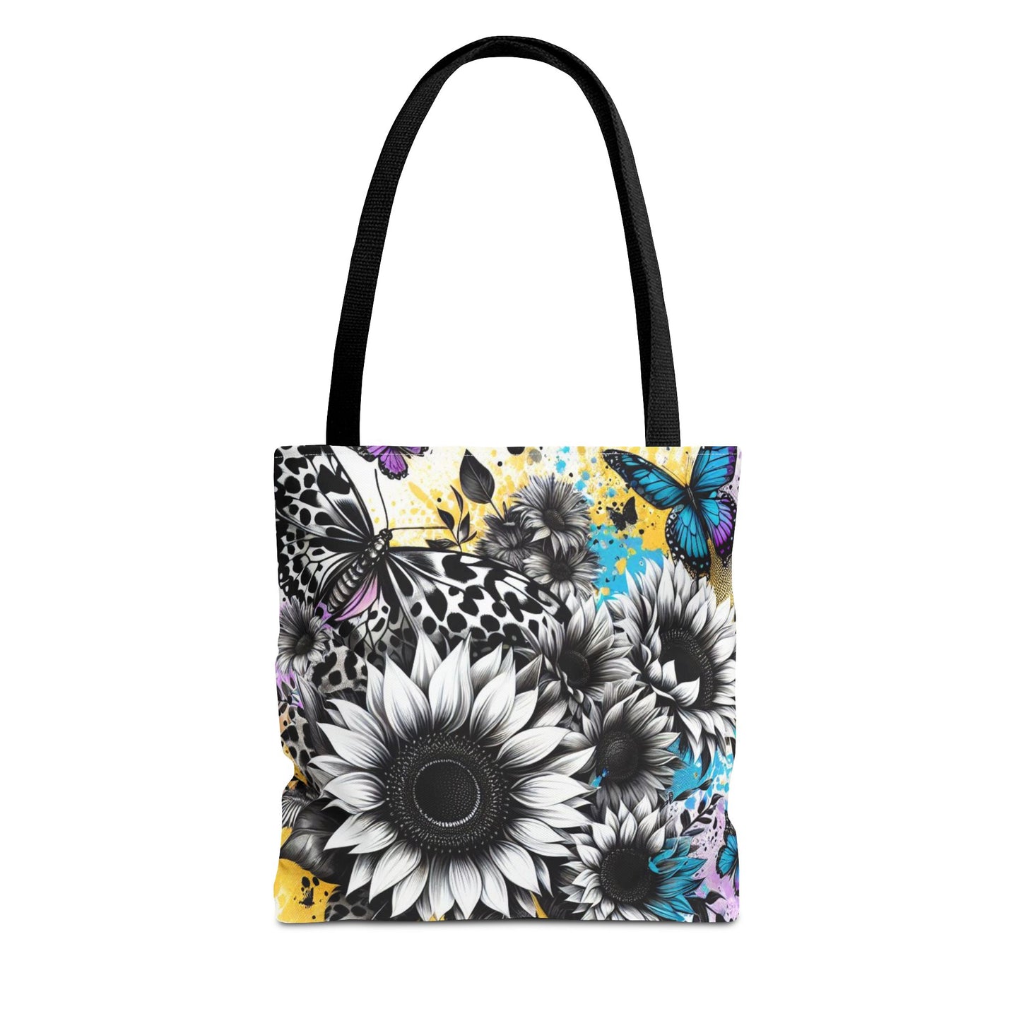 Sunflower & Butterflies Tote Bag — Color Splash Floral All-Over Print