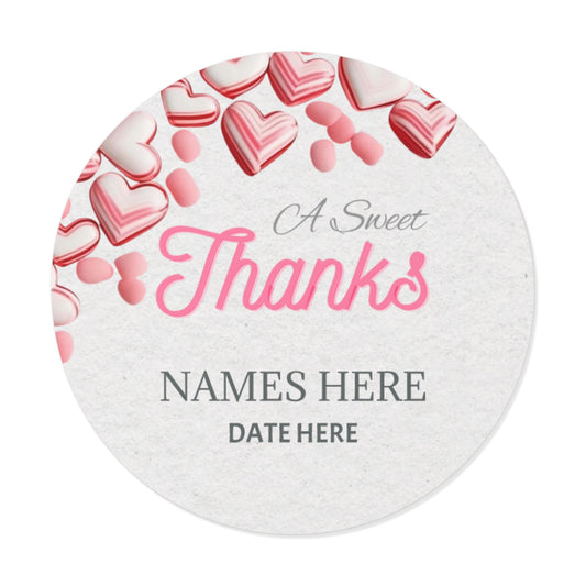 Sample Personalized Heart Stickers, Wedding Favors, Party Decorations, Custom Gift Tags, Cute Thank You Stickers