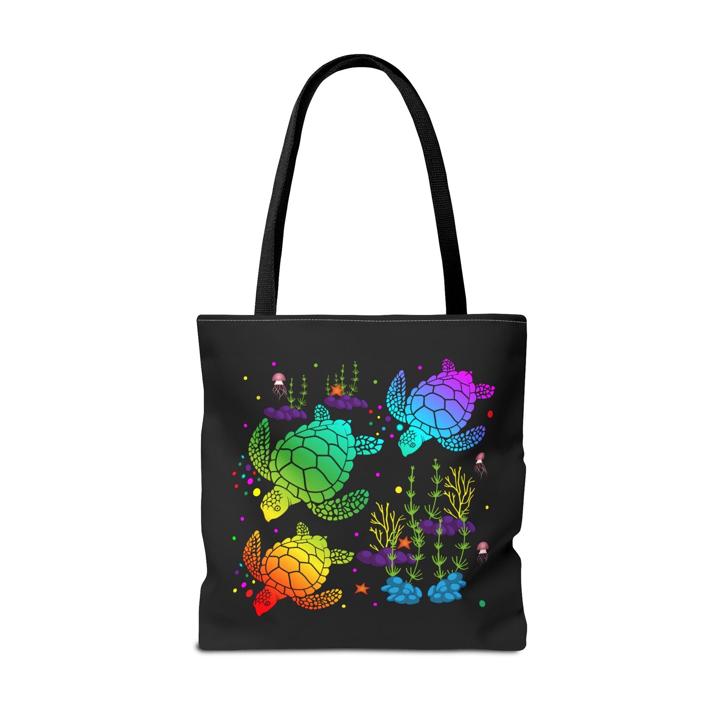 Rainbow Turtle Tote Bag - Eco-Friendly Reusable Shopper, Beach Bag, Gift for Ocean Lovers, Summer Fun, Art Tote