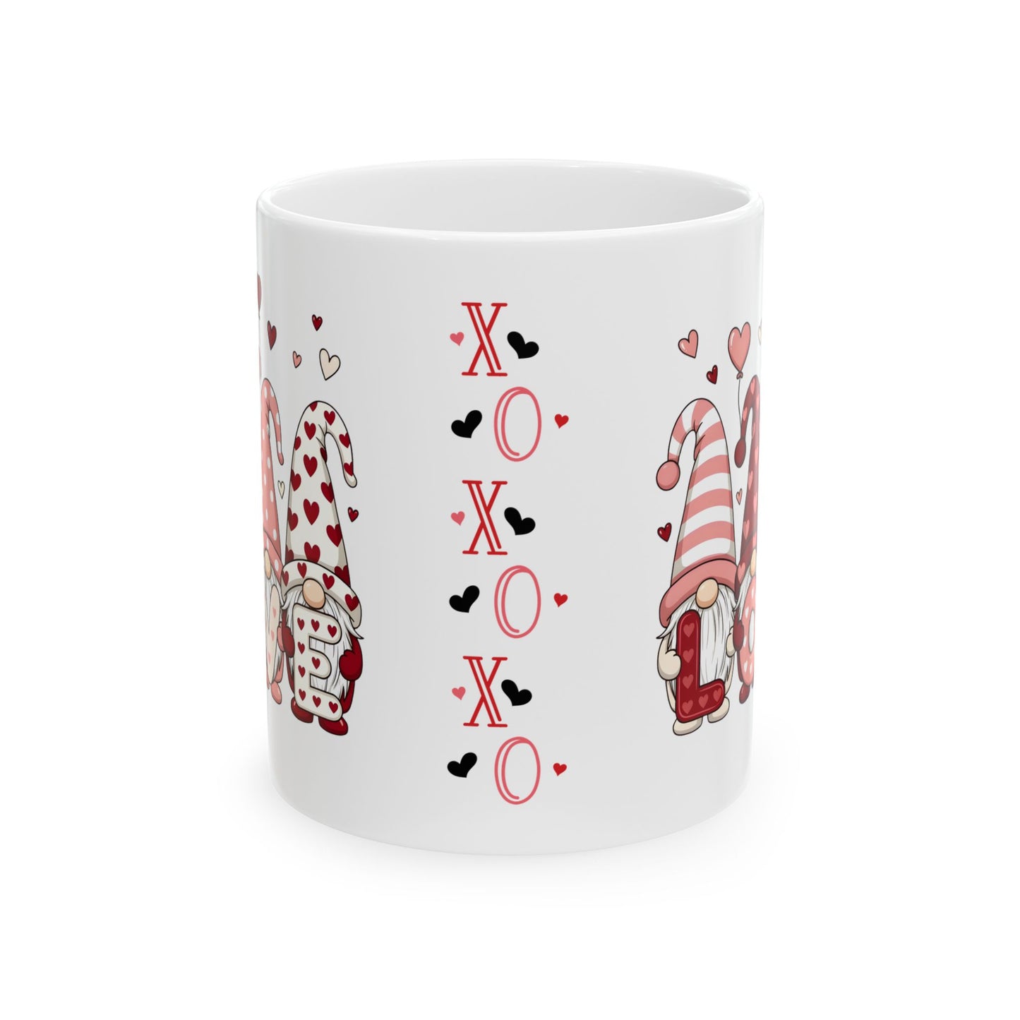 Valentine Gnome Mug (11oz, 15oz) — XOXO Heart Coffee Cup