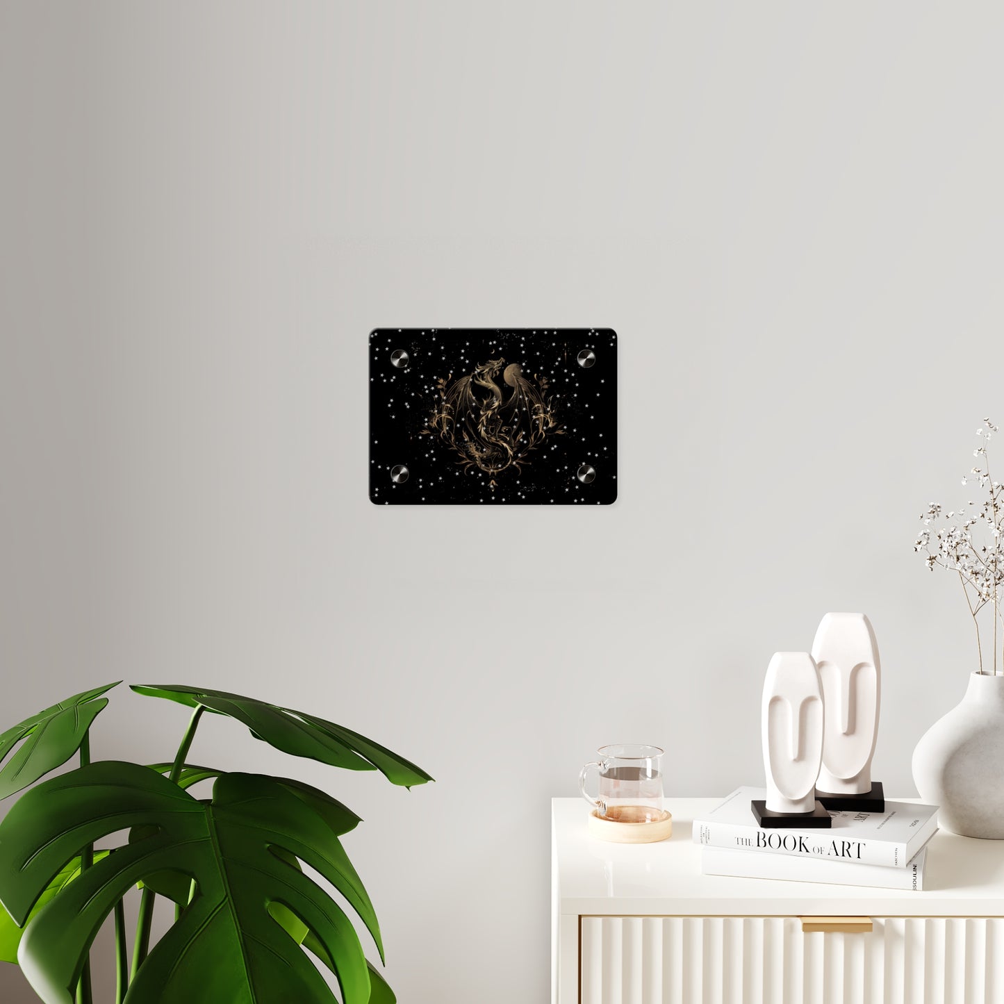 Sleek Dragon Acrylic Wall Art Panel - Celestial Decor for Fantasy Lovers