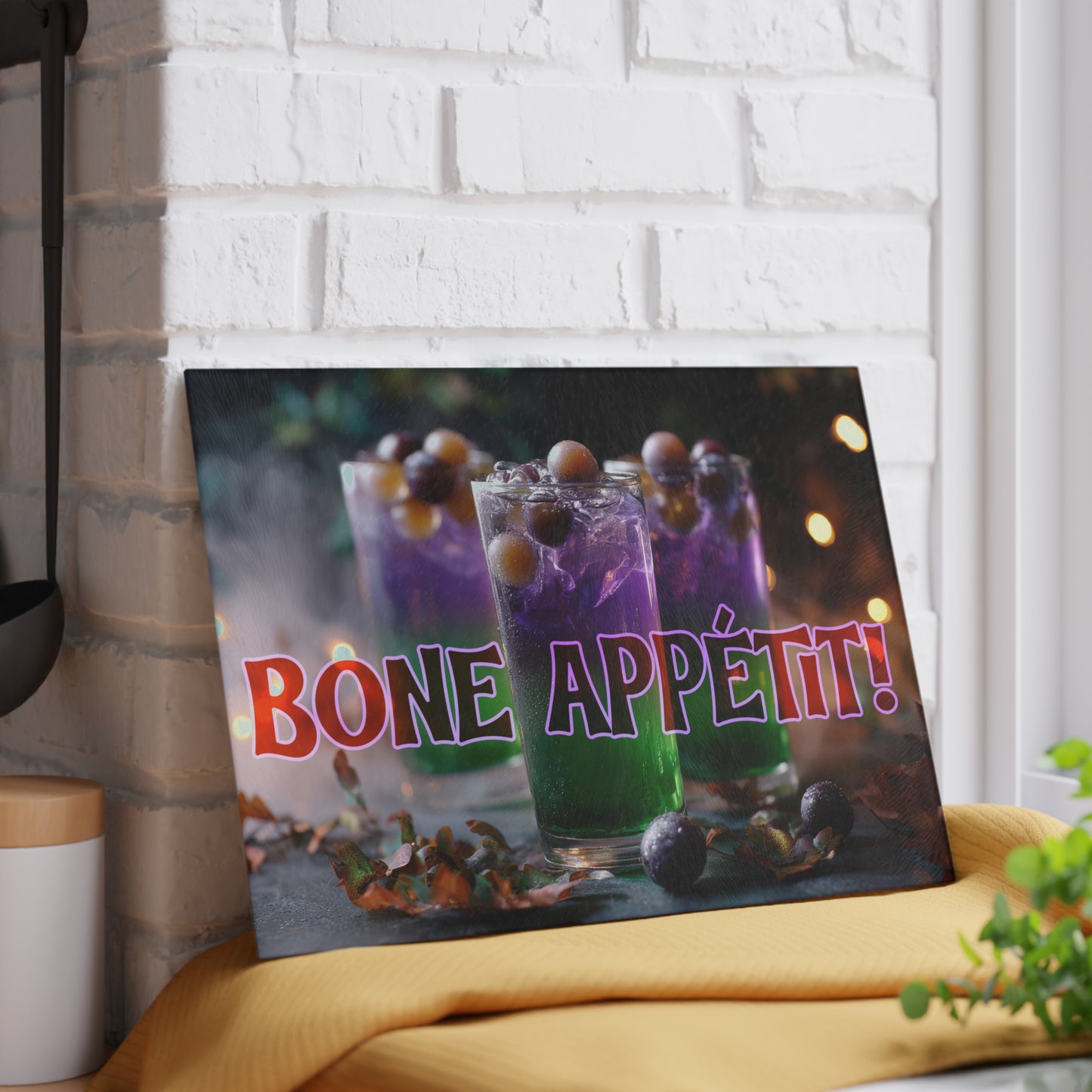 Spooky Bone Appétit Glass Cutting Board