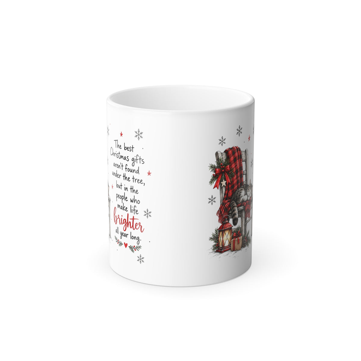 Christmas Quote Sleeping Cat on Chair - Color Morphing Mug