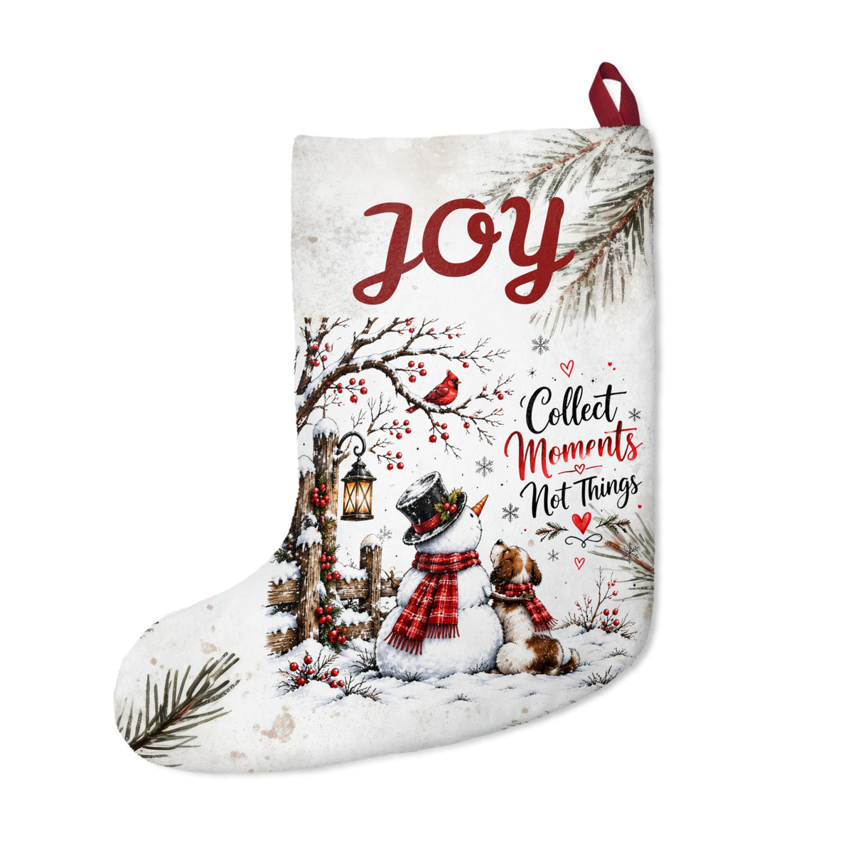 Personalizable Joy Christmas Stocking – Collect Moments, Not Things Holiday Decor