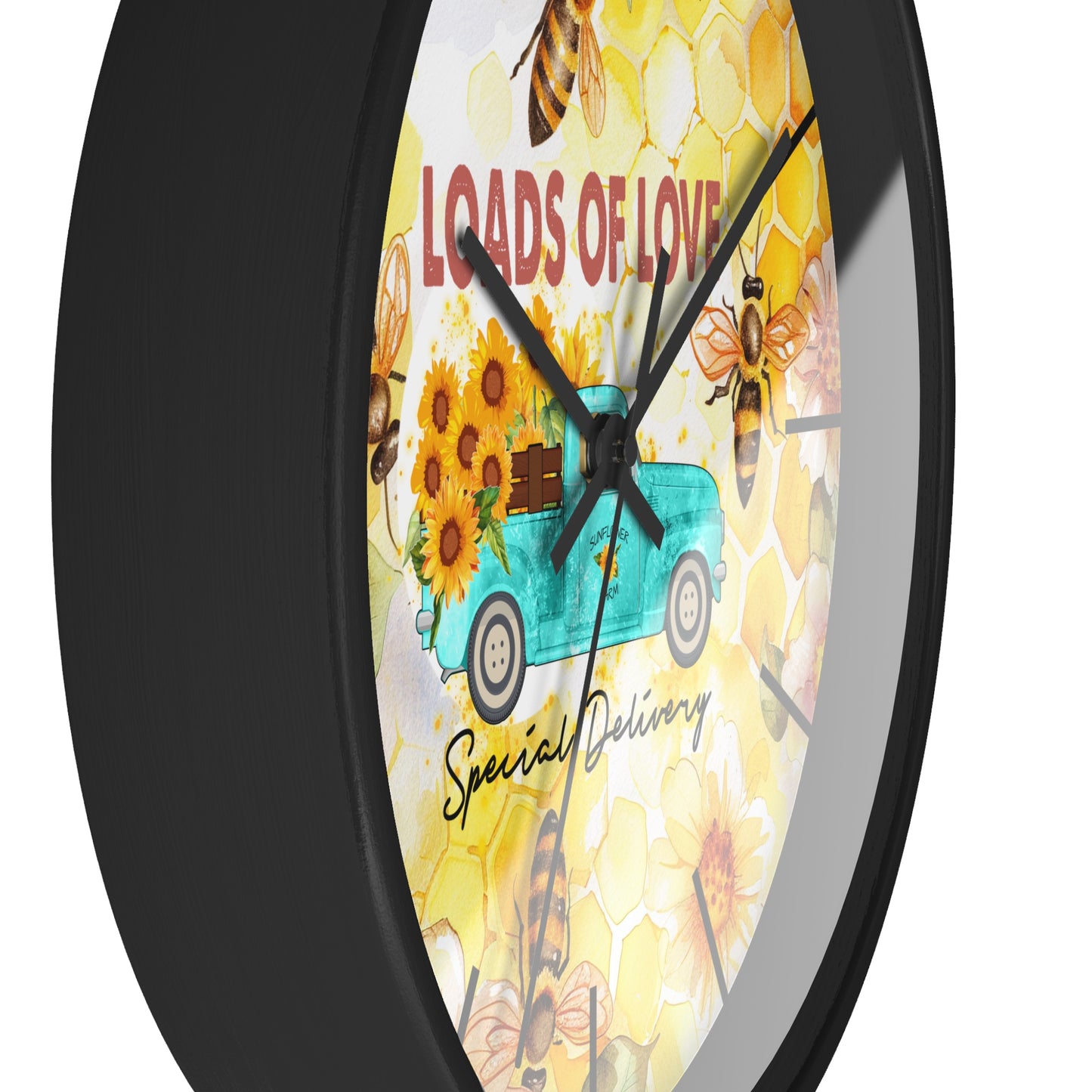 Sunflower Truck Honey Bees Wall Clock - Farmhouse Country Decor