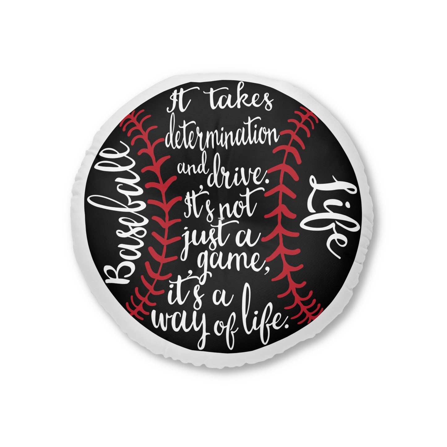 Round Tufted Floor Pillow - Baseball Theme