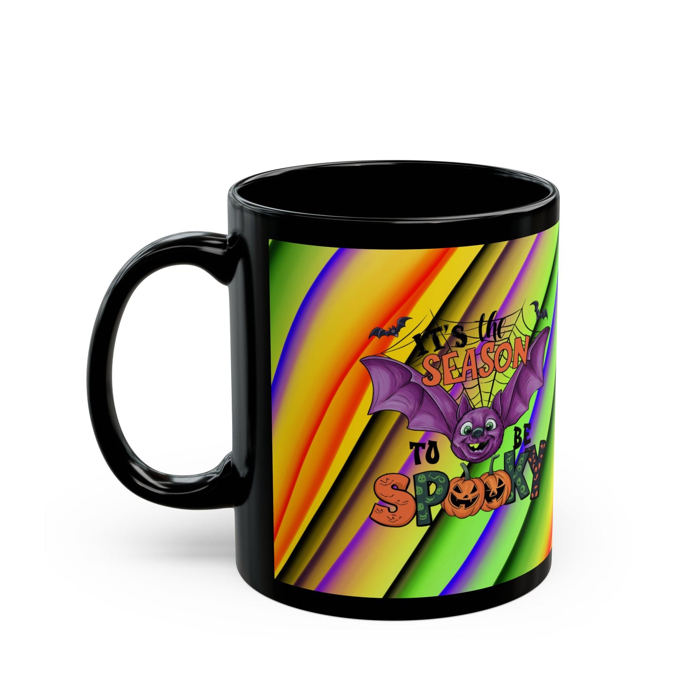 Halloween Theme Black Mug (11oz, 15oz), Cute Halloween Expression, Halloween Lovers, Coffee, Tea, Hot Chocolate Lovers Gift Idea