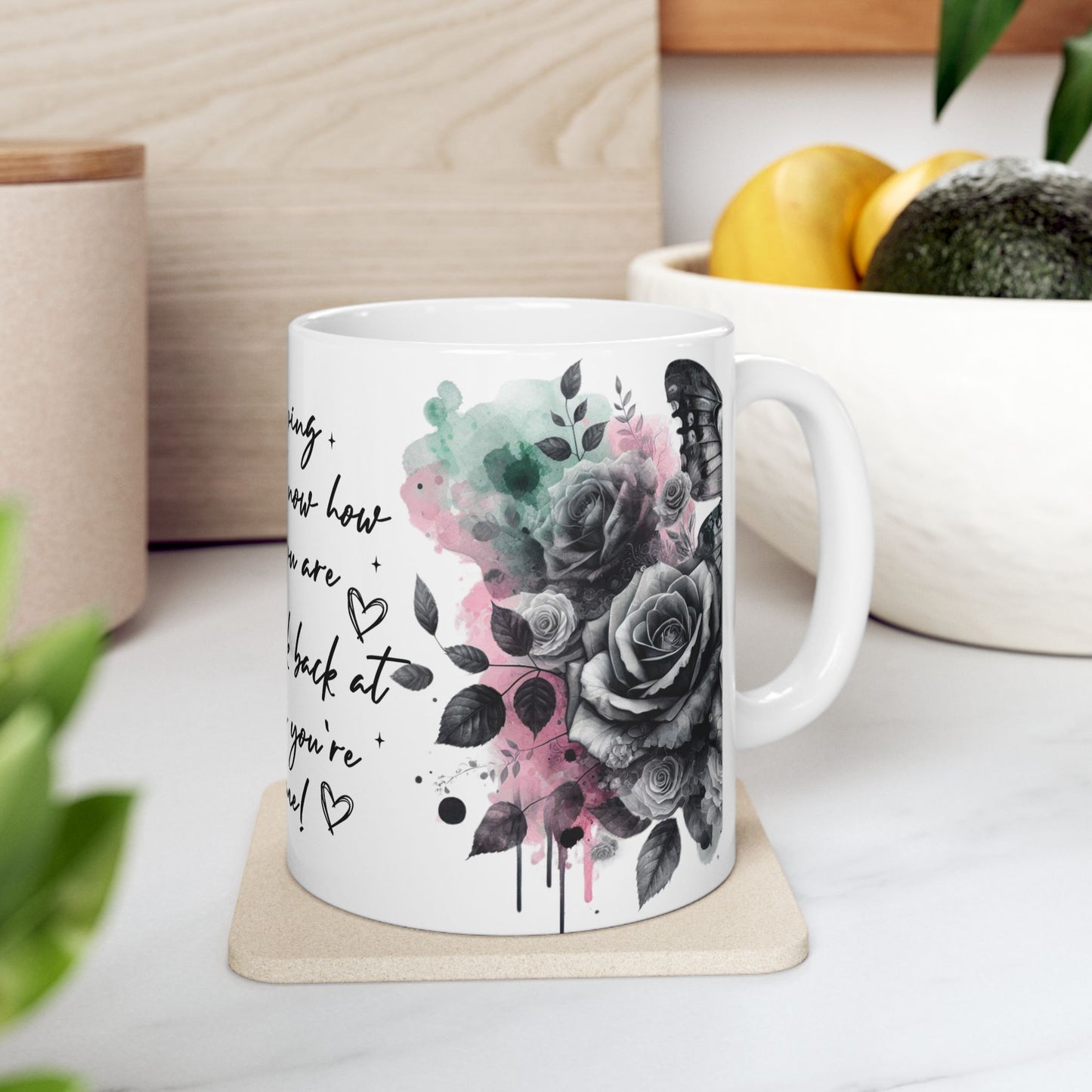 Inspirational Floral Butterflies Ceramic Mug - Keep Going Encouragement Gift