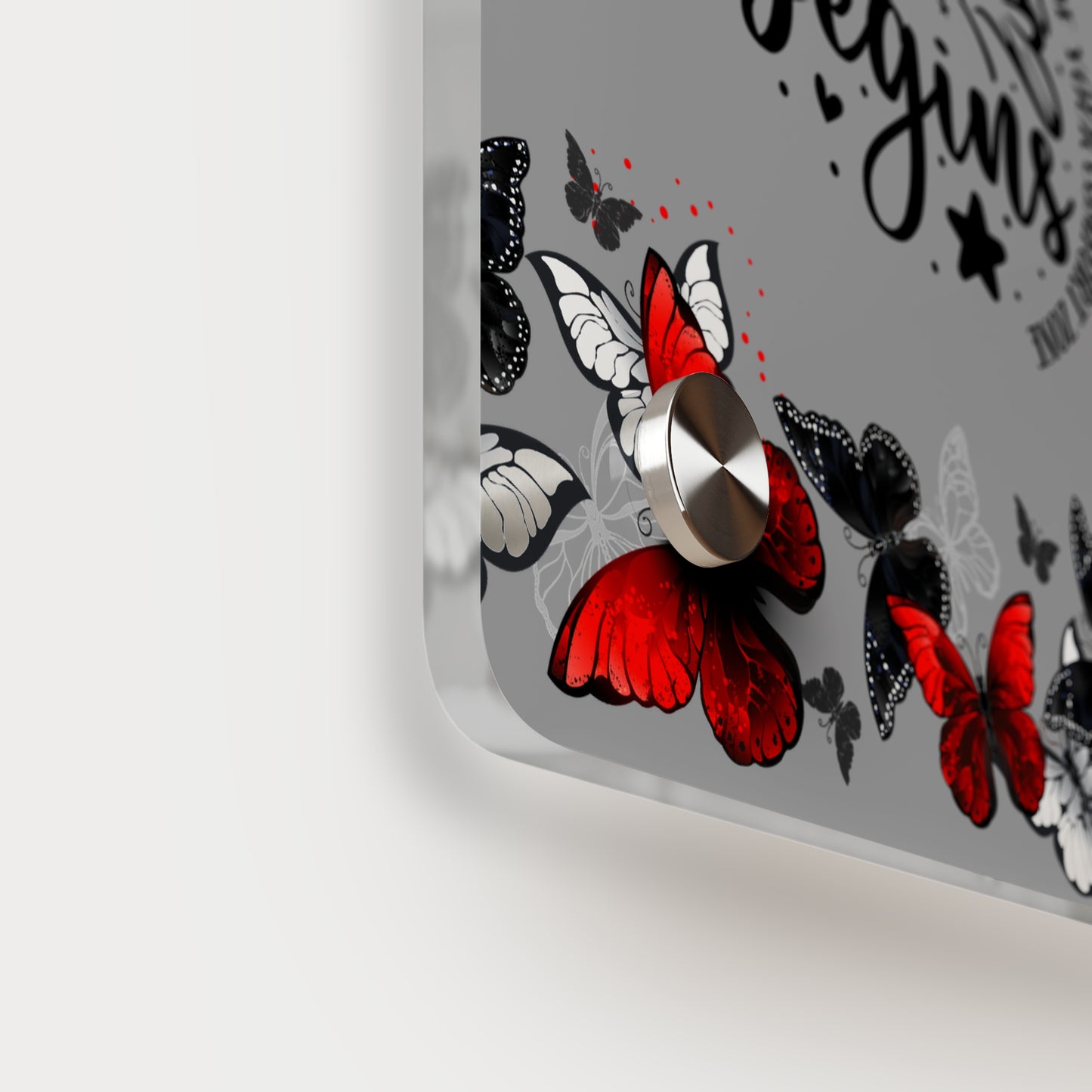 Inspirational Butterfly Acrylic Wall Art Panel - 'Life Begins' Decor