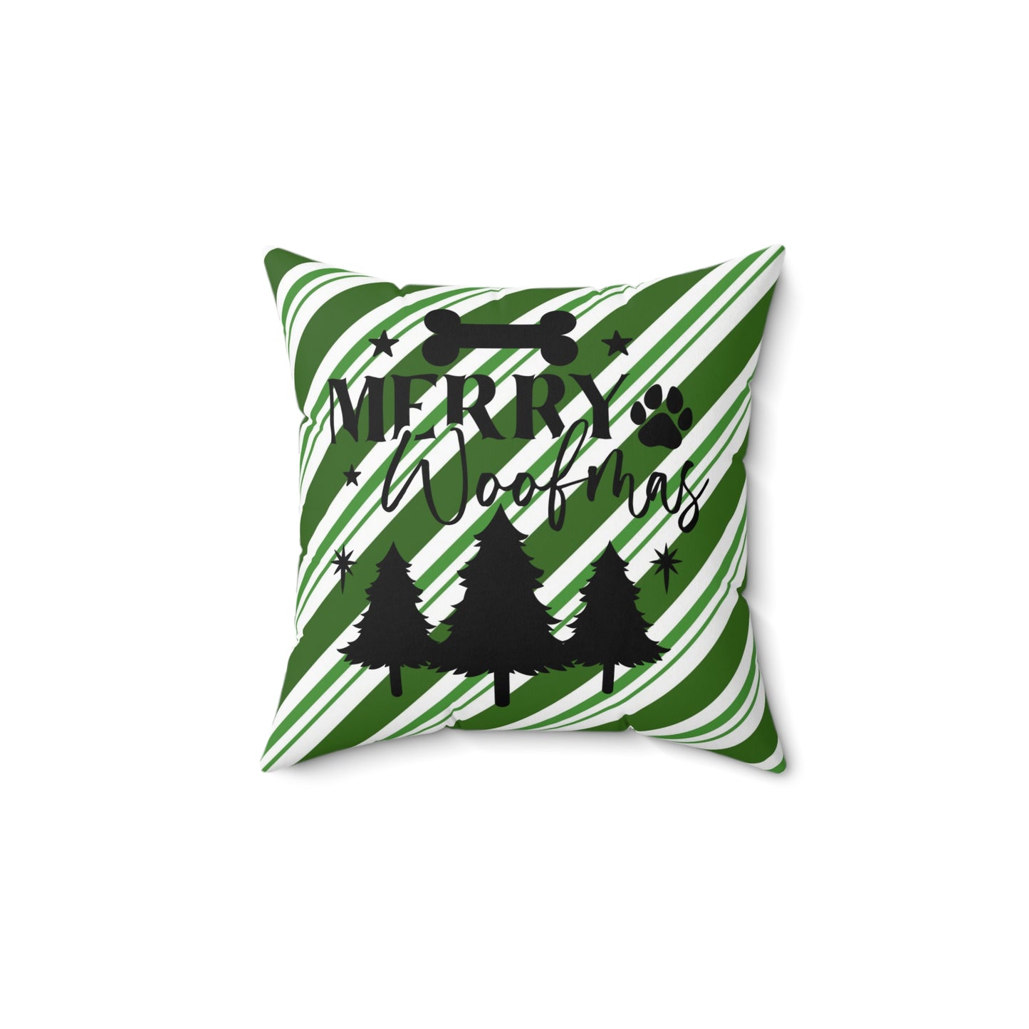 Christmas Theme Spun Polyester Square Pillow, Dog Lover's Holiday Decor for Home or Office, Dog Lovers Holiday Accent for Any Room