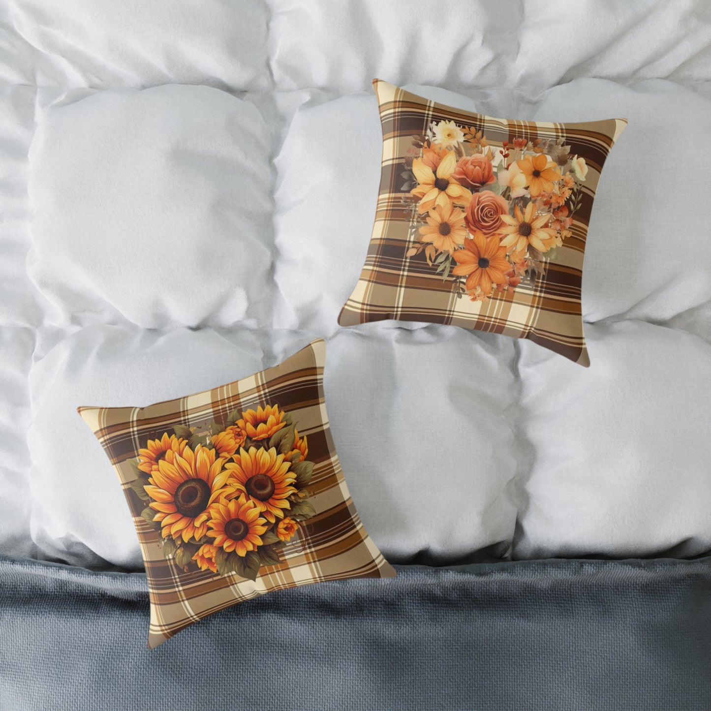 Fall Decor Square Poly Canvas Pillow, Beautiful Two-Sided Fall Decor Pillow for Home or Office, Stylish Fall Accent for Any Room