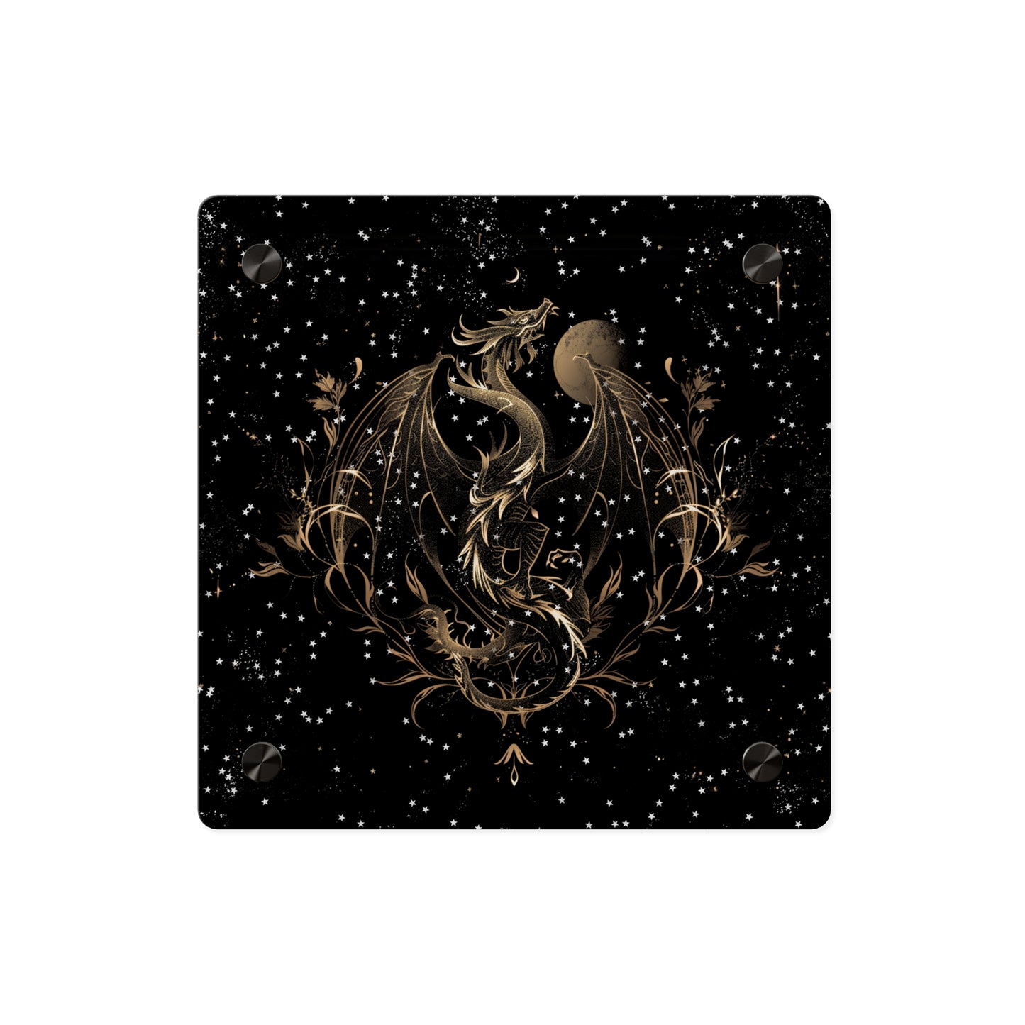 Sleek Dragon Acrylic Wall Art Panel - Celestial Decor for Fantasy Lovers