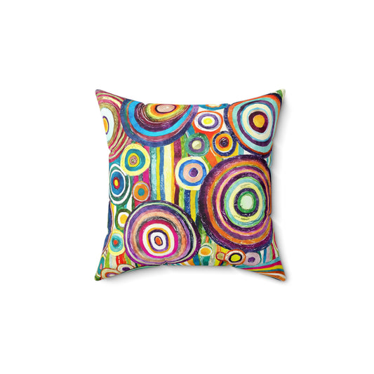 Funky Spun Polyester Square Pillow, Fun Funky Stylish Decor for Home or Office, Vibrant Colorful Accent for Any Room, Housewarming Gift Idea